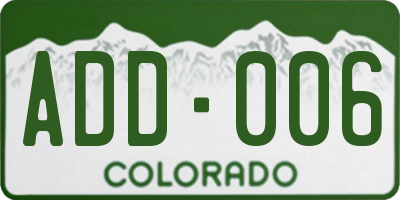 CO license plate ADD006