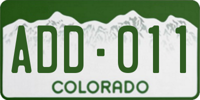 CO license plate ADD011