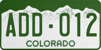 CO license plate ADD012