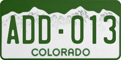 CO license plate ADD013