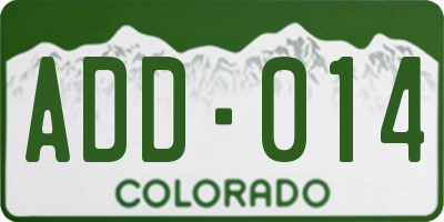 CO license plate ADD014
