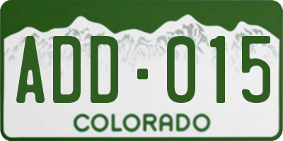 CO license plate ADD015