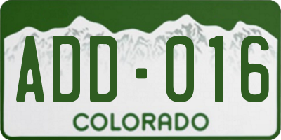 CO license plate ADD016