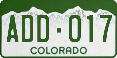 CO license plate ADD017