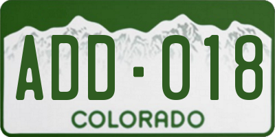 CO license plate ADD018