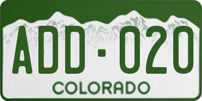 CO license plate ADD020