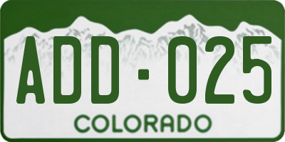 CO license plate ADD025