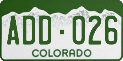CO license plate ADD026