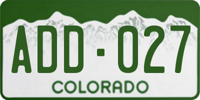 CO license plate ADD027
