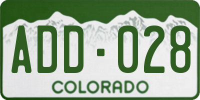 CO license plate ADD028