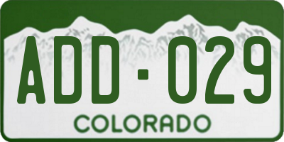 CO license plate ADD029
