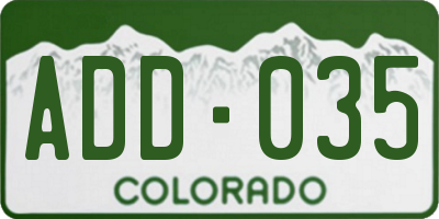 CO license plate ADD035