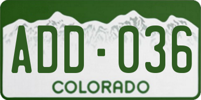 CO license plate ADD036
