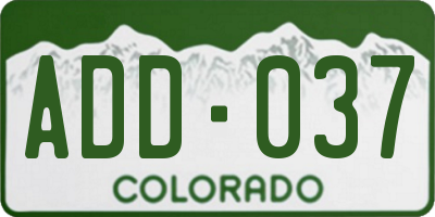 CO license plate ADD037