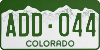 CO license plate ADD044
