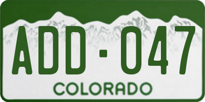 CO license plate ADD047
