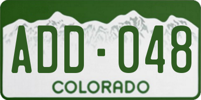 CO license plate ADD048