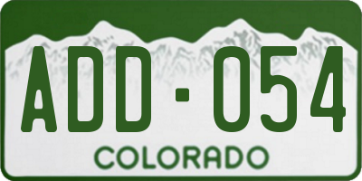 CO license plate ADD054