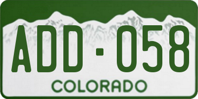 CO license plate ADD058