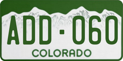 CO license plate ADD060