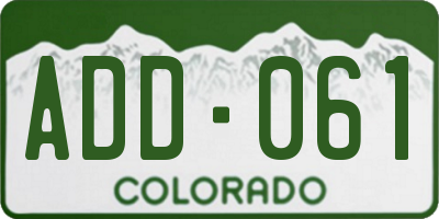 CO license plate ADD061