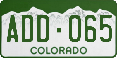 CO license plate ADD065