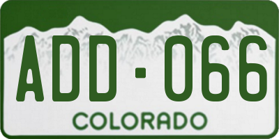 CO license plate ADD066