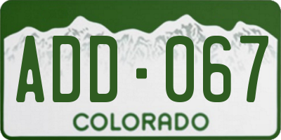 CO license plate ADD067