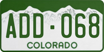 CO license plate ADD068