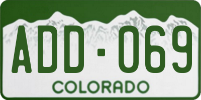 CO license plate ADD069