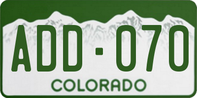 CO license plate ADD070