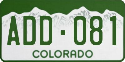 CO license plate ADD081