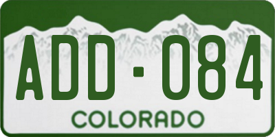 CO license plate ADD084