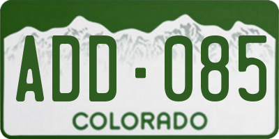 CO license plate ADD085