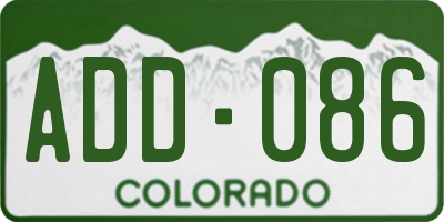 CO license plate ADD086