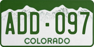 CO license plate ADD097