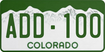 CO license plate ADD100