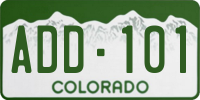 CO license plate ADD101