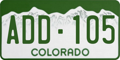CO license plate ADD105