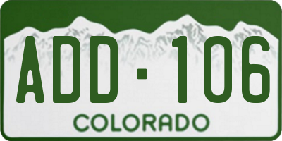 CO license plate ADD106