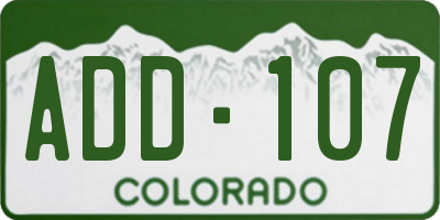 CO license plate ADD107