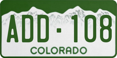 CO license plate ADD108