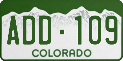 CO license plate ADD109