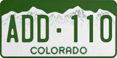 CO license plate ADD110