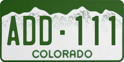 CO license plate ADD111