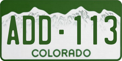 CO license plate ADD113
