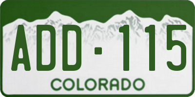 CO license plate ADD115