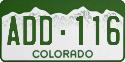 CO license plate ADD116