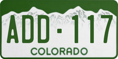 CO license plate ADD117