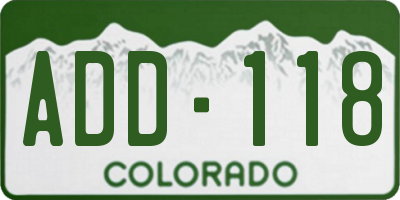 CO license plate ADD118